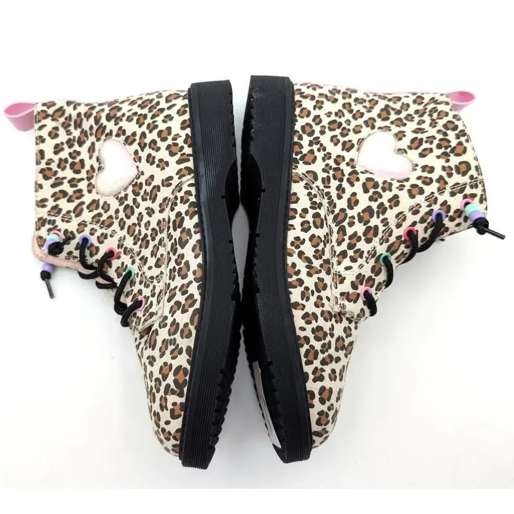 Harper Canyon Victorya Heart Combat Boot Kids' Animal Print Size US2M